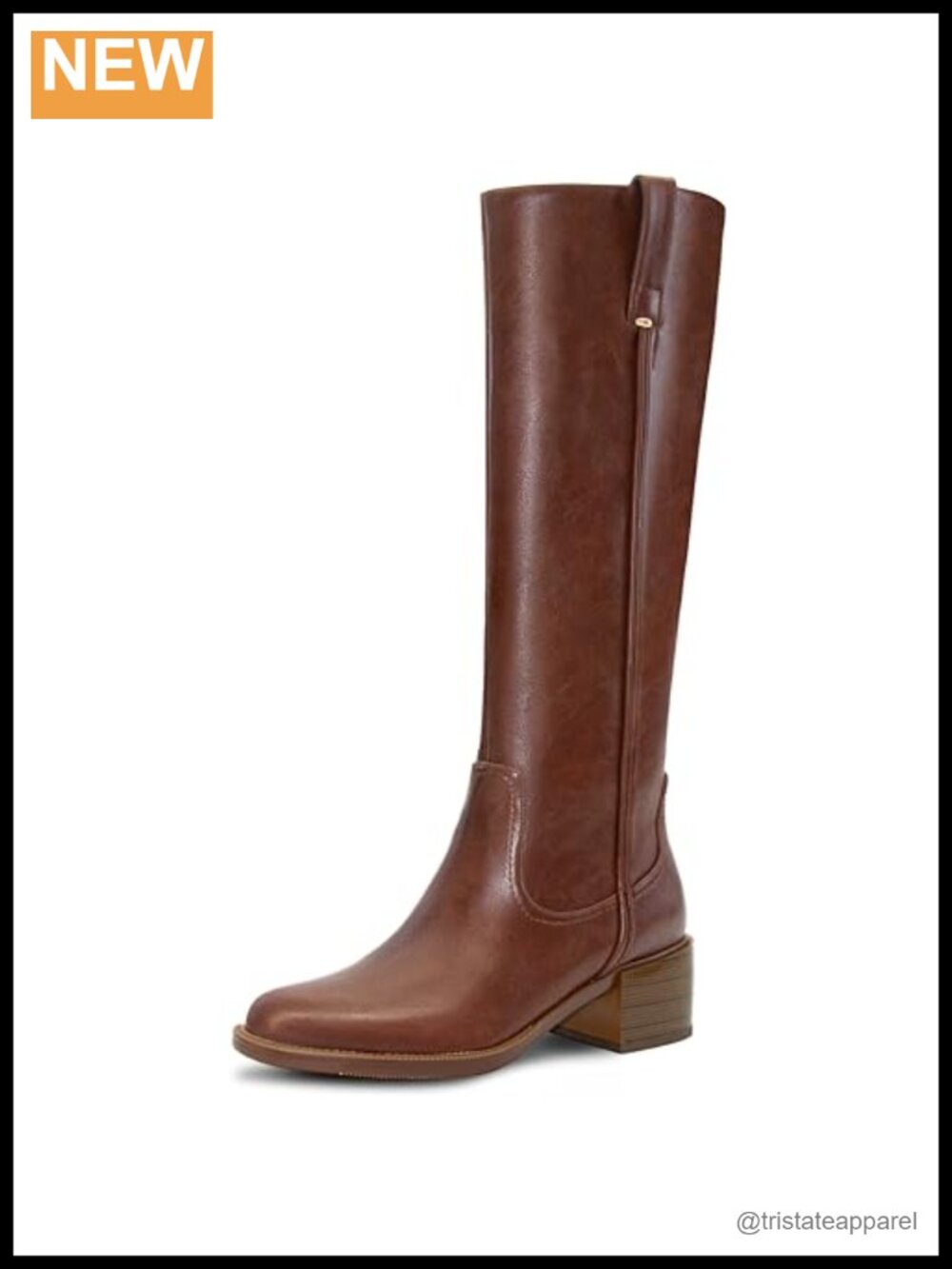 Women's Knee High Boots Chunky Block Heel Faux Leather Tall Riding Boots